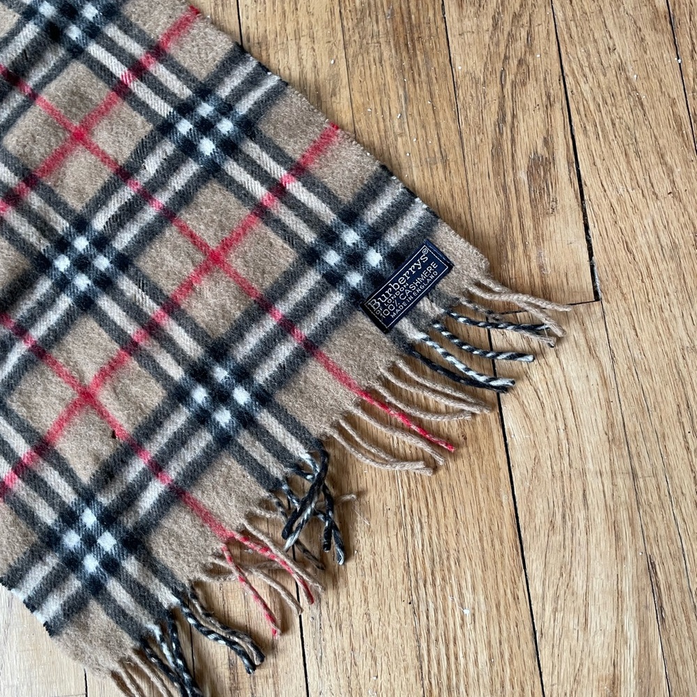 Burberry Men's Tan Plaid Scarf Nova plaid